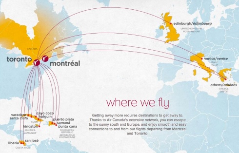Flight map for Air Canada