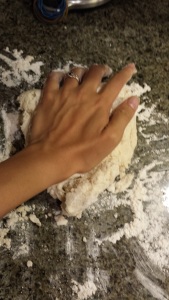 My husband really doesn't appreciate my puns.  Oh well, you can't always get what you want.  But if you try sometimes, you just might find you get what you knead.  Here, I'm kneading biscuits.